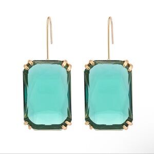 Vintage Emerald Crystal Gold Earrings
